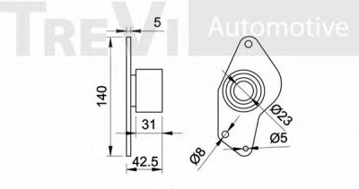 TREVI AUTOMOTIVE td1256 -  Паразитный / Ведущий ролик, зубчатый ремень